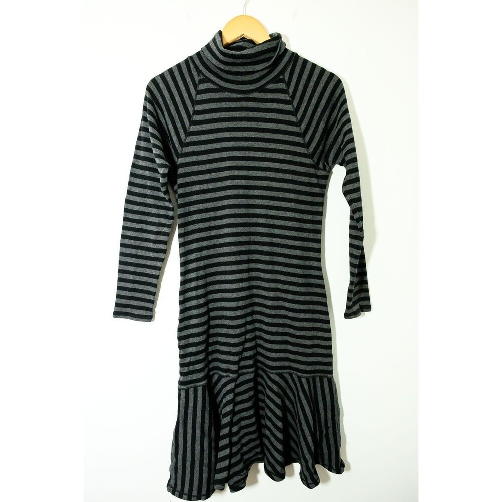 Lauren Jeans Ralph Lauren Dress M Turtleneck striped gray Cotton Tiered